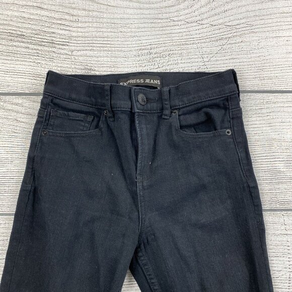 Express High Rise Legging Women Size 2 Short Distressed Denim Pants - Stretch - Picture 2 of 14